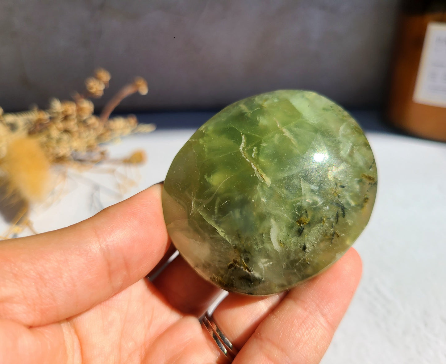 Prehnite Palm Stone