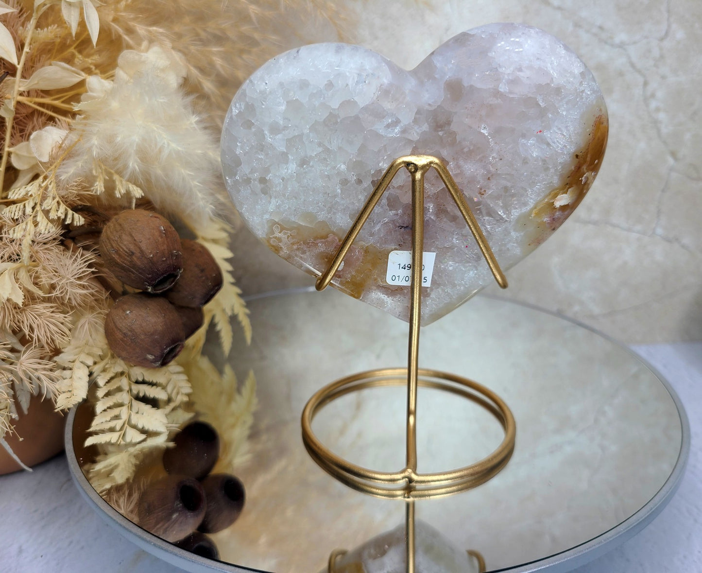 Druzy Agate Heart on Display Stand 14