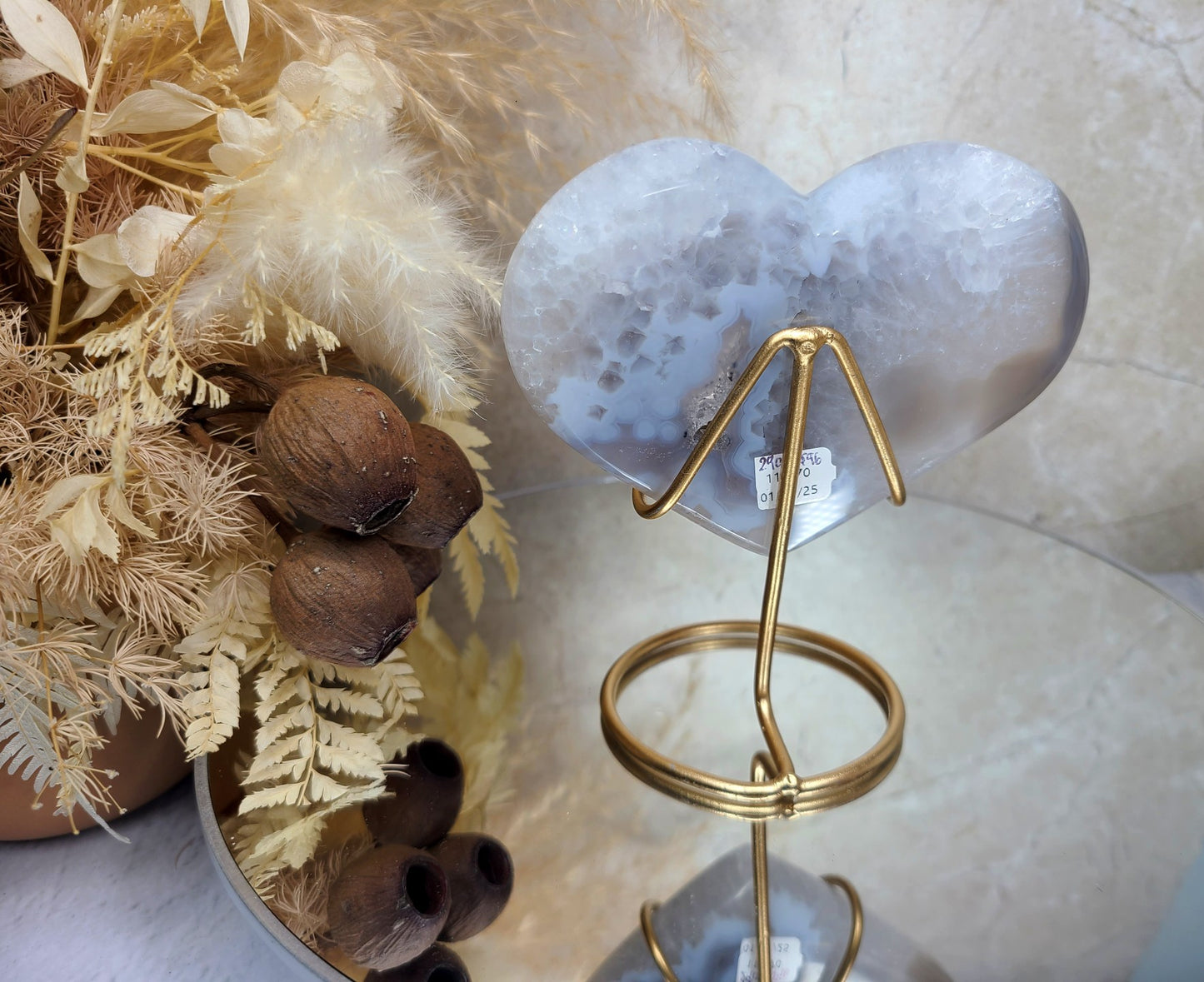 Druzy Agate Heart on Display Stand 11