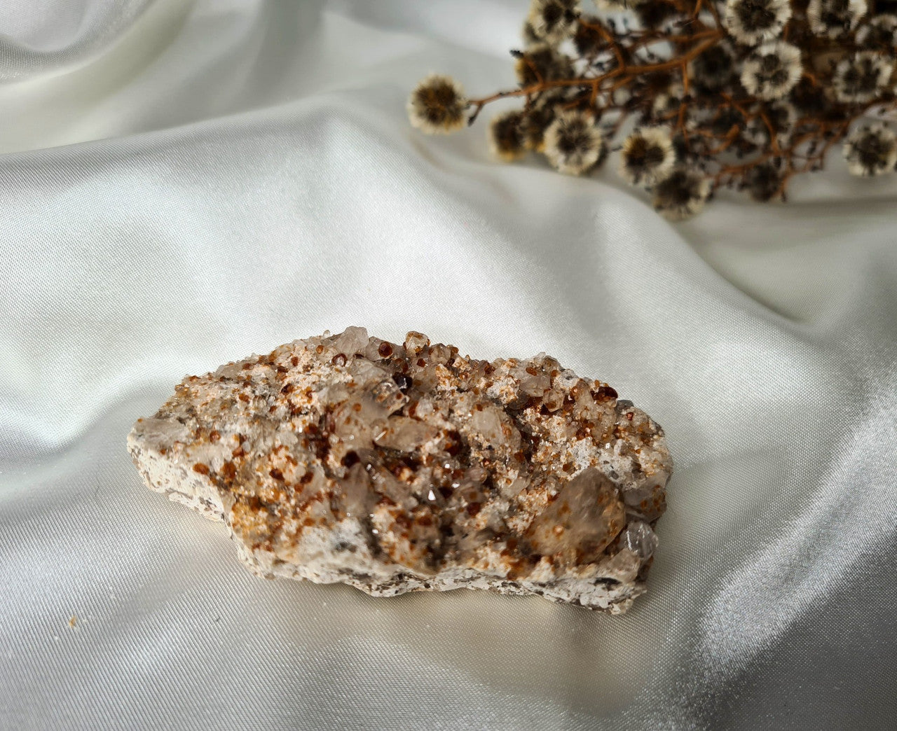 Rare Spessartine Garnet With Smoky Quartz Cluster 04