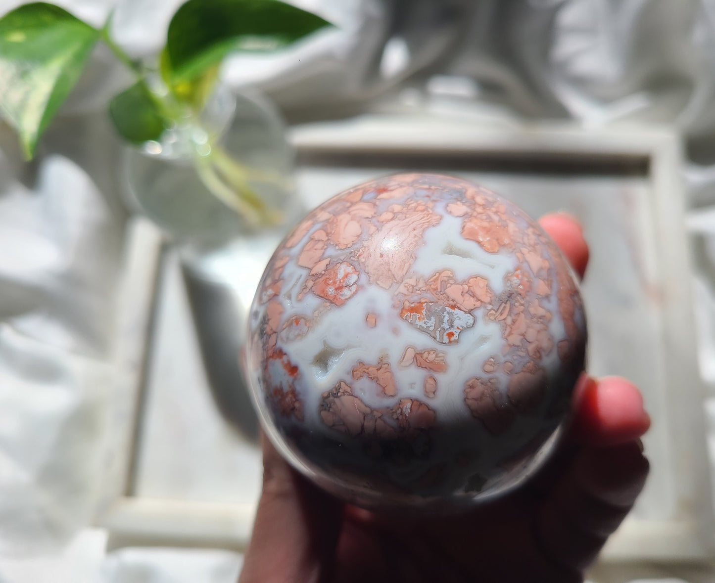 Druzy Cherry Agate Sphere