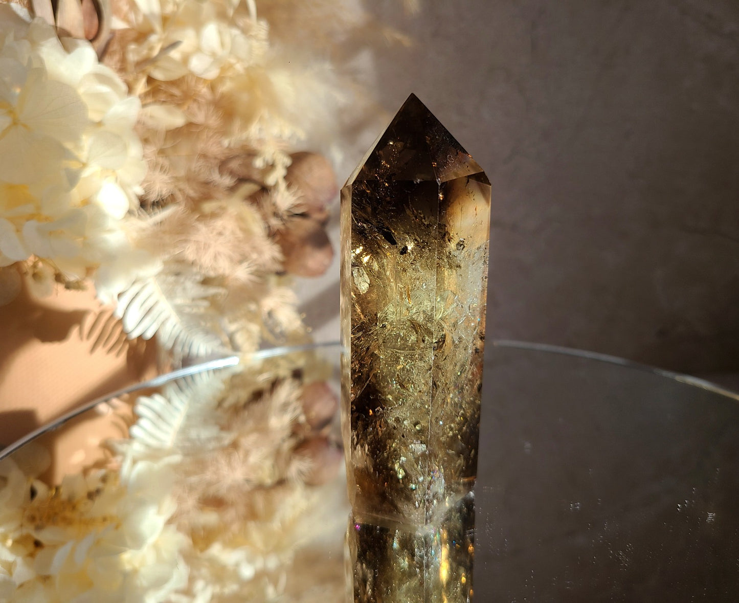 Smoky Citrine Tower with Phantoms & Rainbows