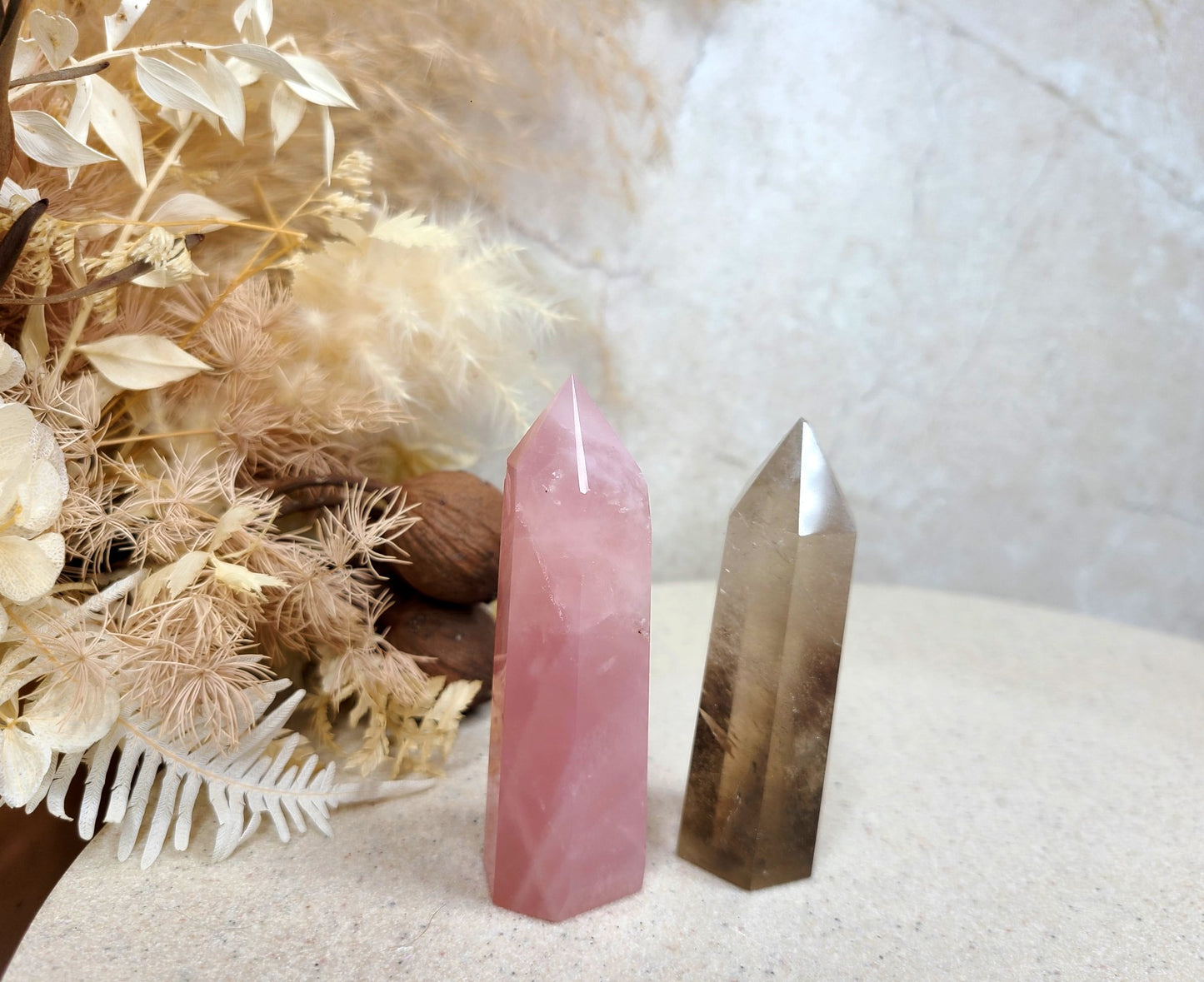 Rose Quartz and Smoky Quartz Tower Bundle