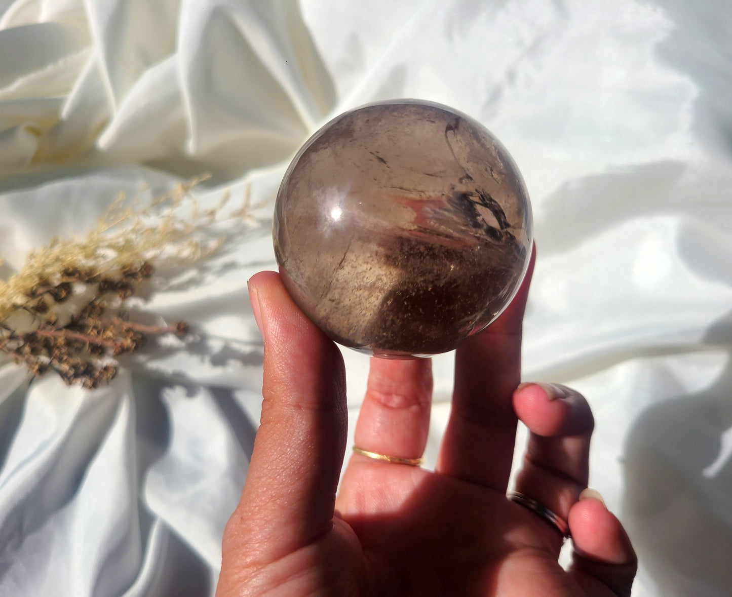 Smoky Quartz Sphere with Rainbows