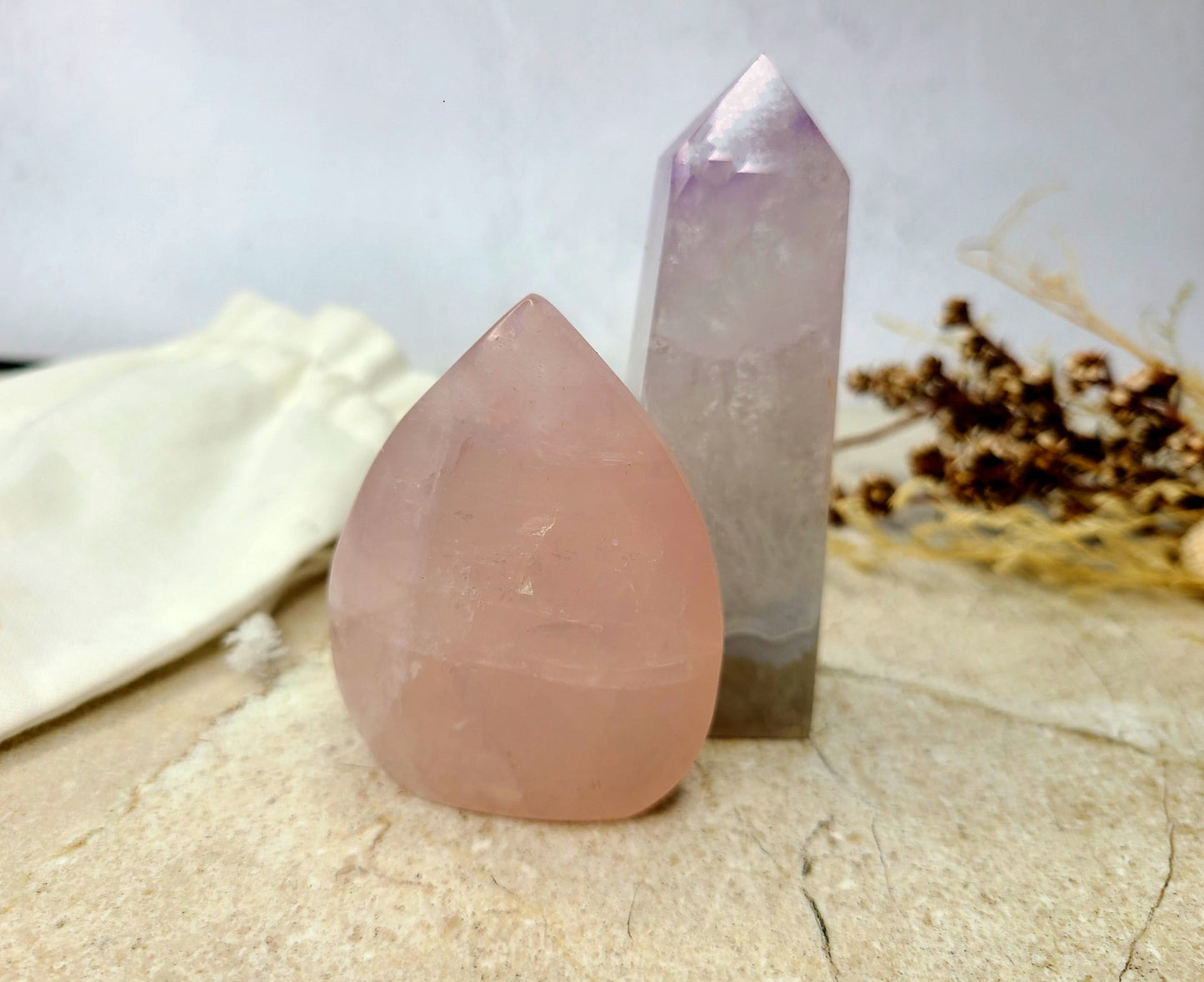 Amethyst Agate and Rose Quartz Bundle