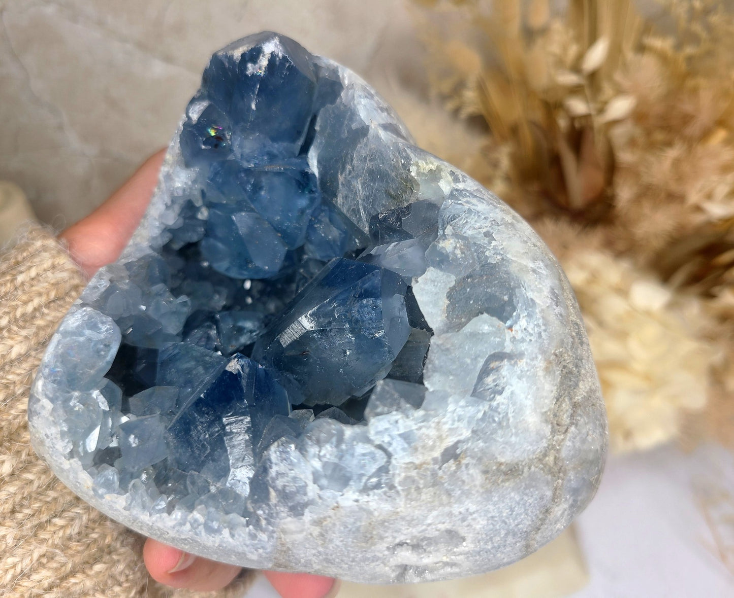 High Grade Chunky Celestite Cluster Heart 01 - 1.5kg