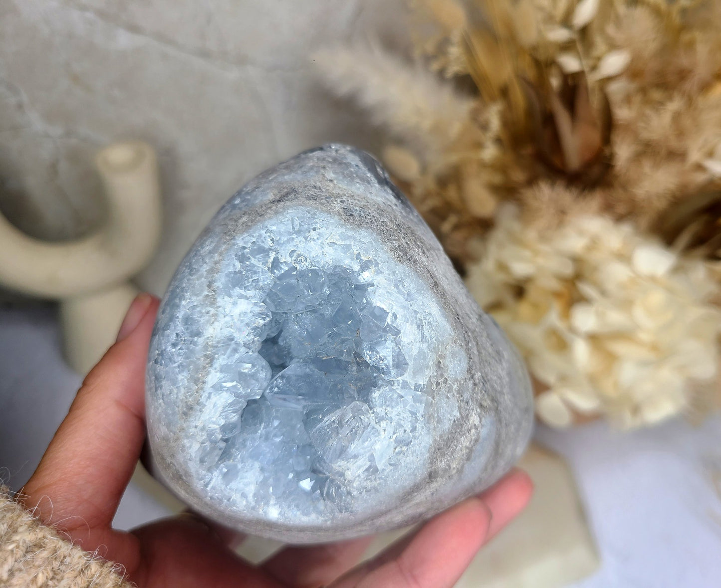 High Grade Chunky Celestite Cluster Heart 01 - 1.5kg