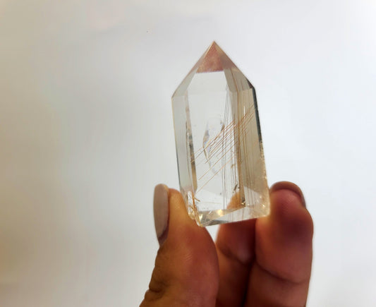 Clear Quartz Tower with Golden Rutile 07