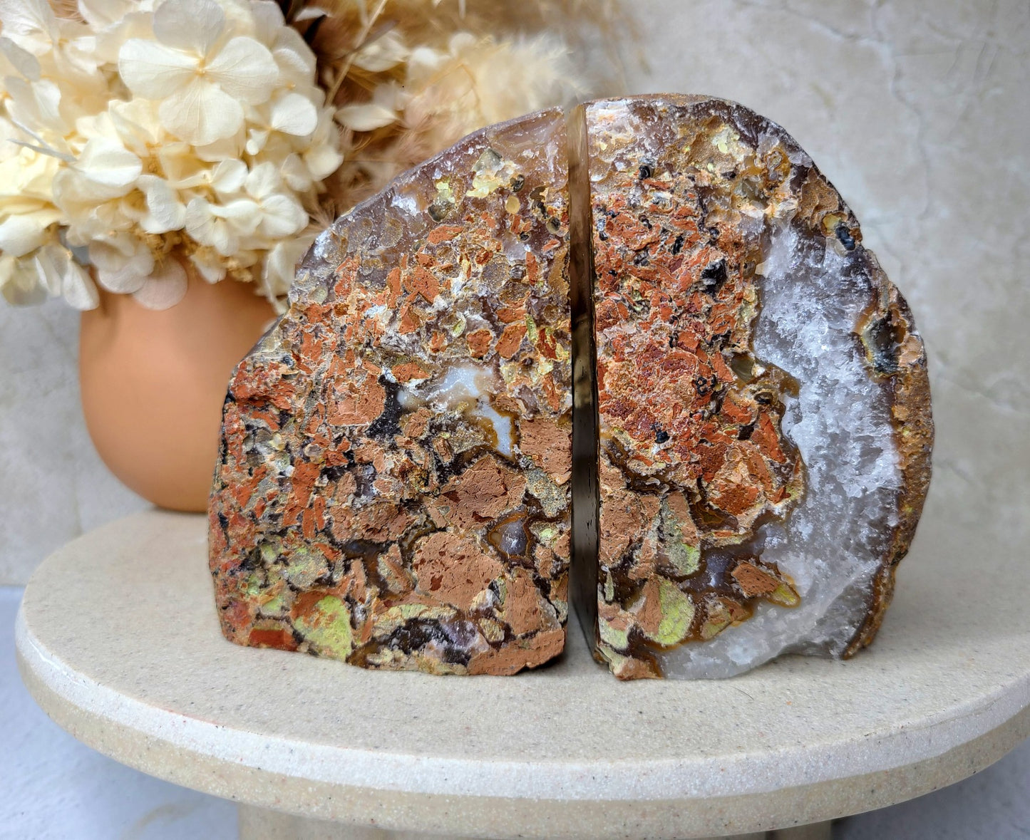 Natural Druzy Agate Bookends - 2kg