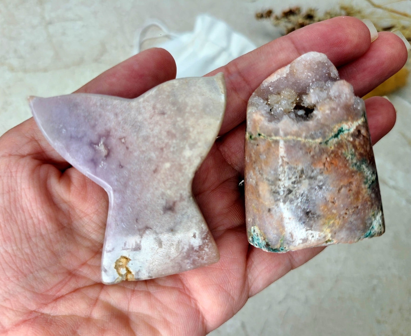 Druzy Pink Amethyst Free Form and Mermaid Bundle