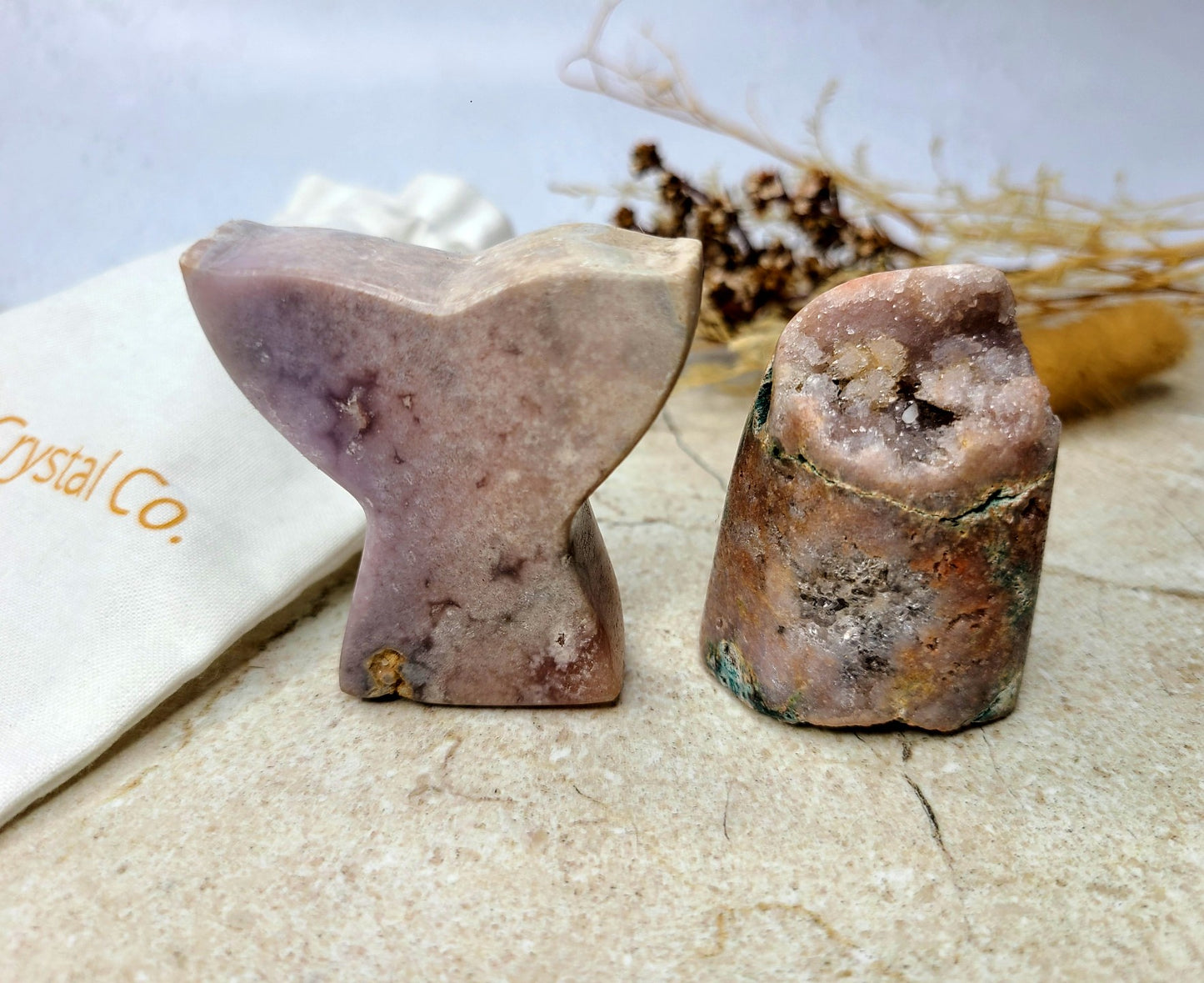 Druzy Pink Amethyst Free Form and Mermaid Bundle