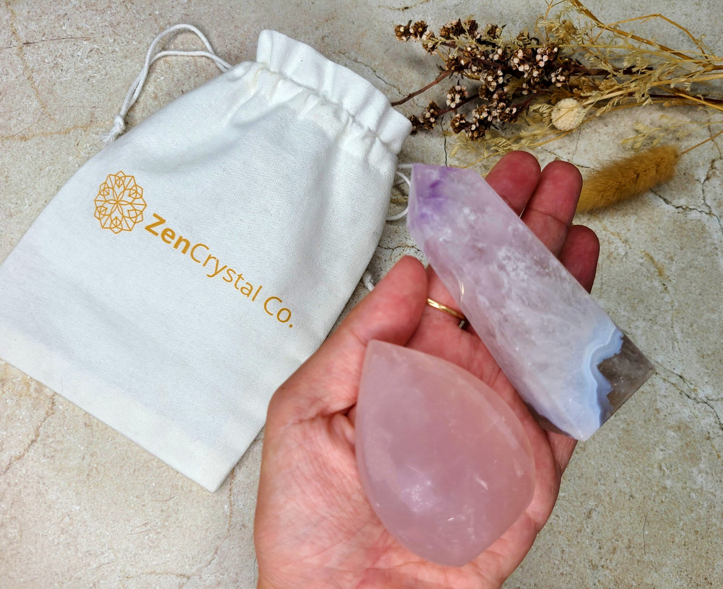 Amethyst Agate and Rose Quartz Bundle