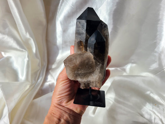 Smoky Quartz Cluster on Display Stand