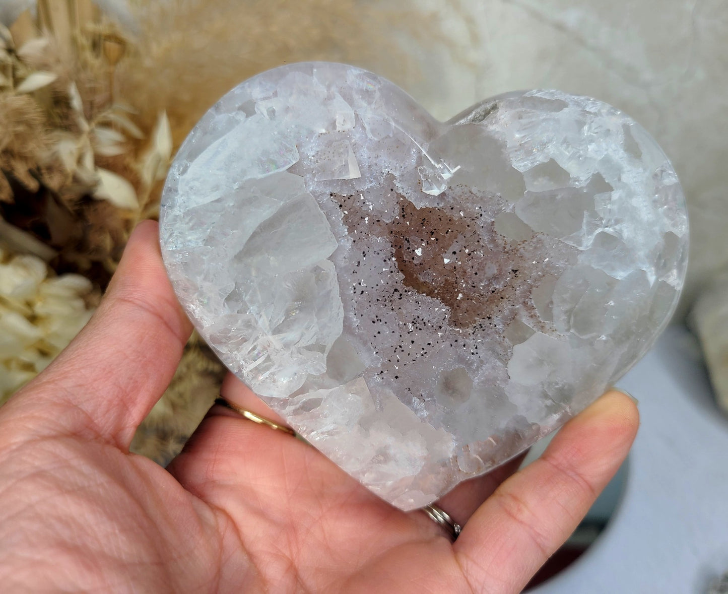 Druzy Agate Heart on Display Stand 14