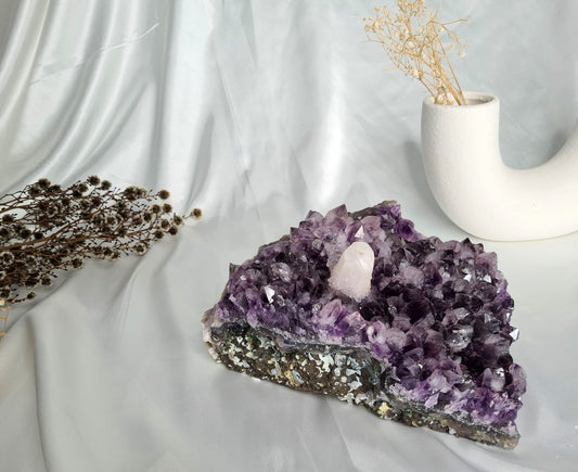 Flower Amethyst and Calcite Cluster Specimen - 3.8kg