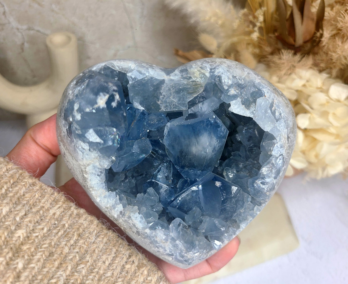 High Grade Chunky Celestite Cluster Heart 01 - 1.5kg
