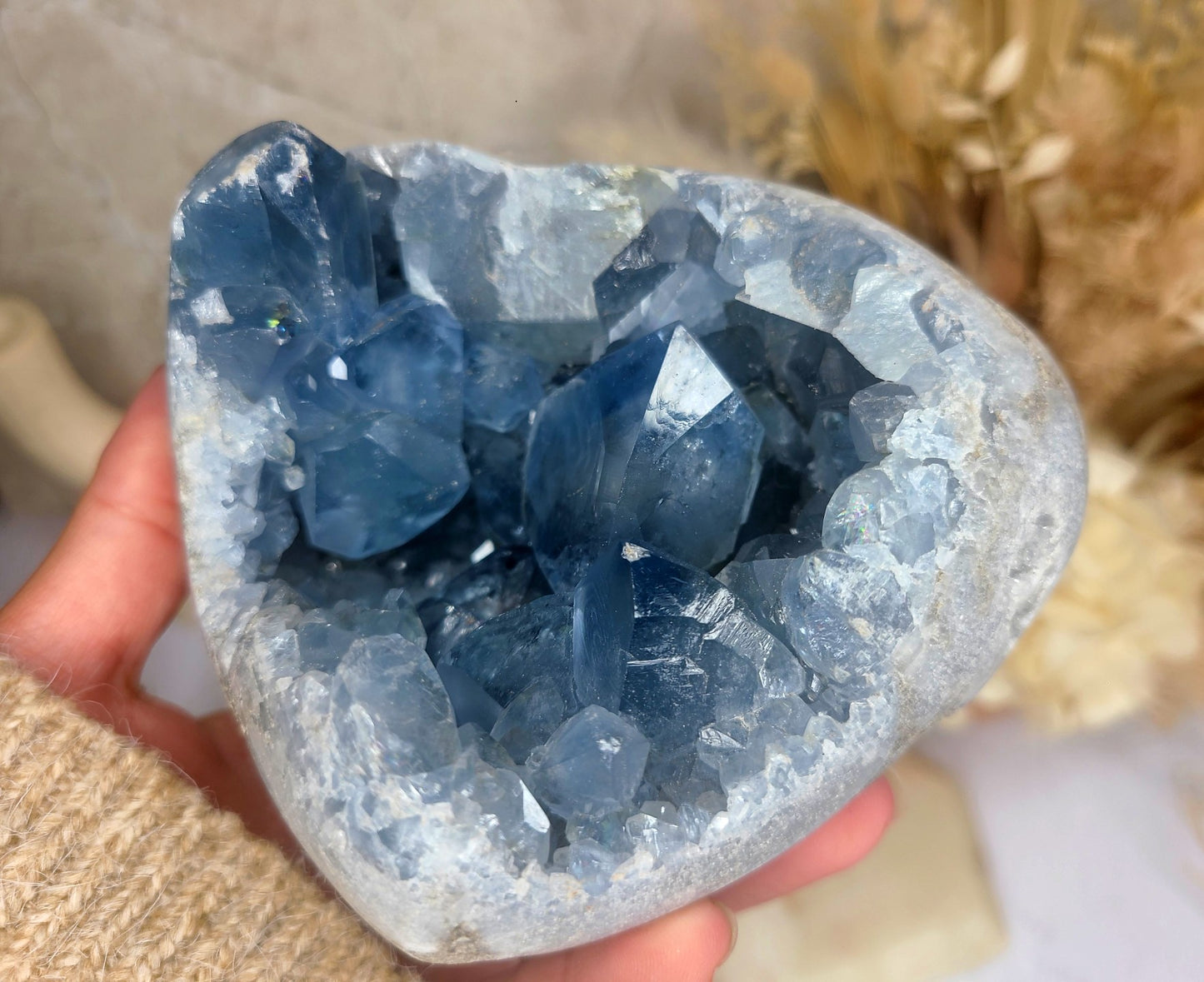 High Grade Chunky Celestite Cluster Heart 01 - 1.5kg