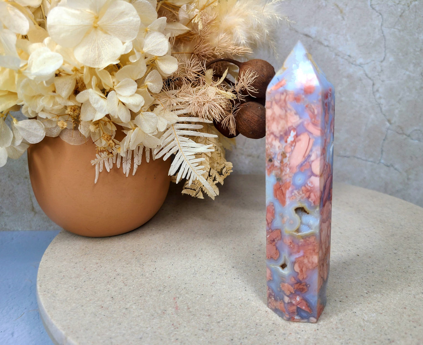 Druzy Cherry Agate Tower 02