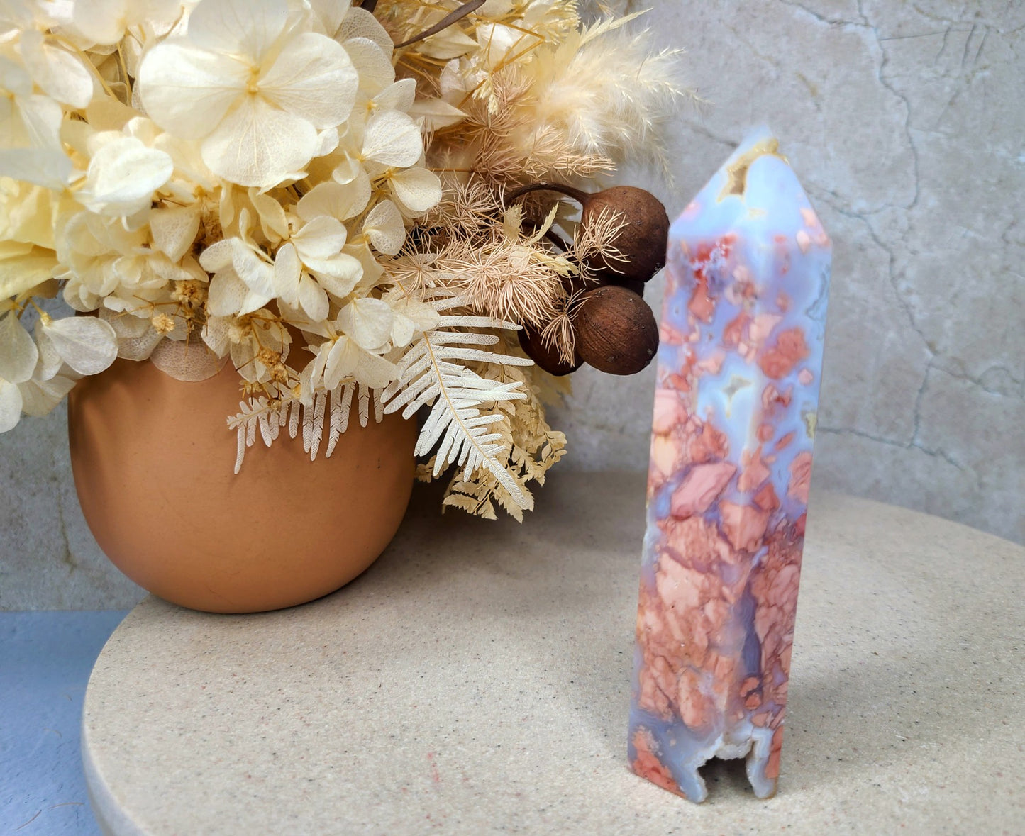 Druzy Cherry Agate Tower 02