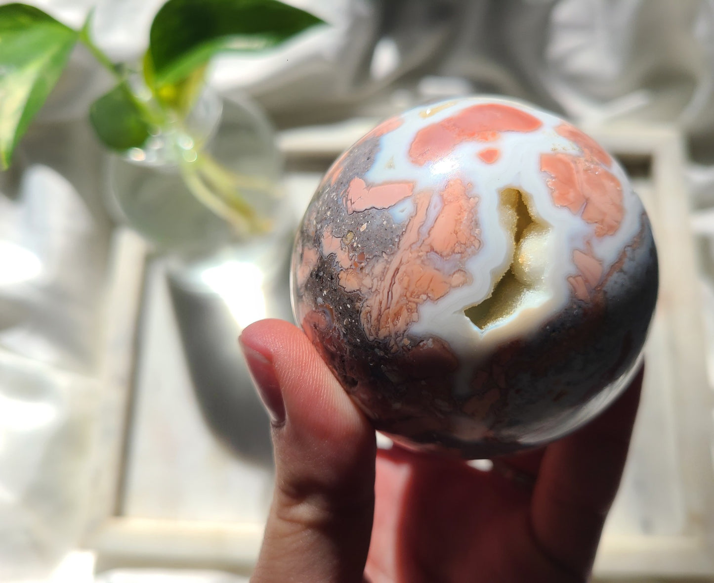 Druzy Cherry Agate Sphere