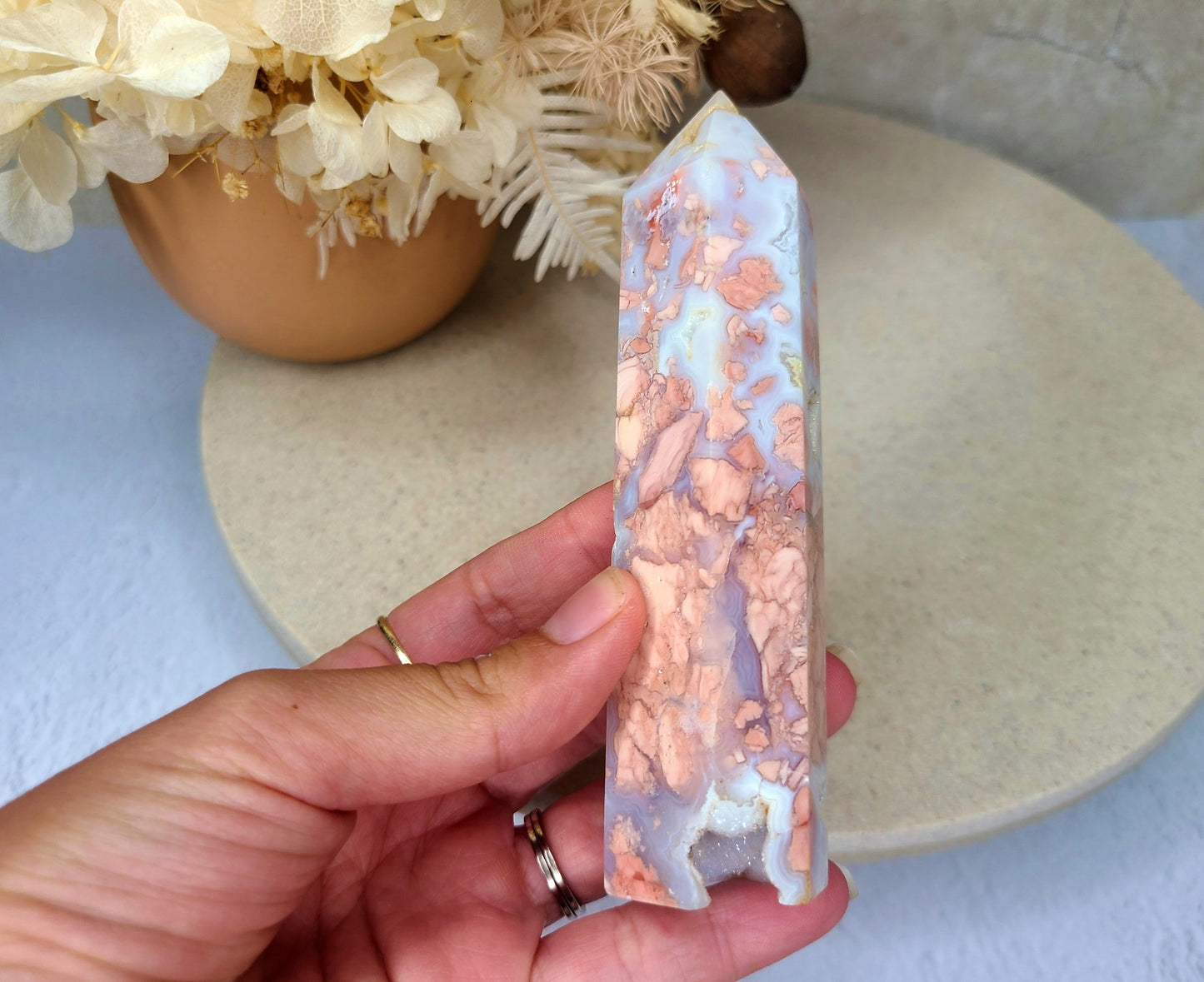 Druzy Cherry Agate Tower 02