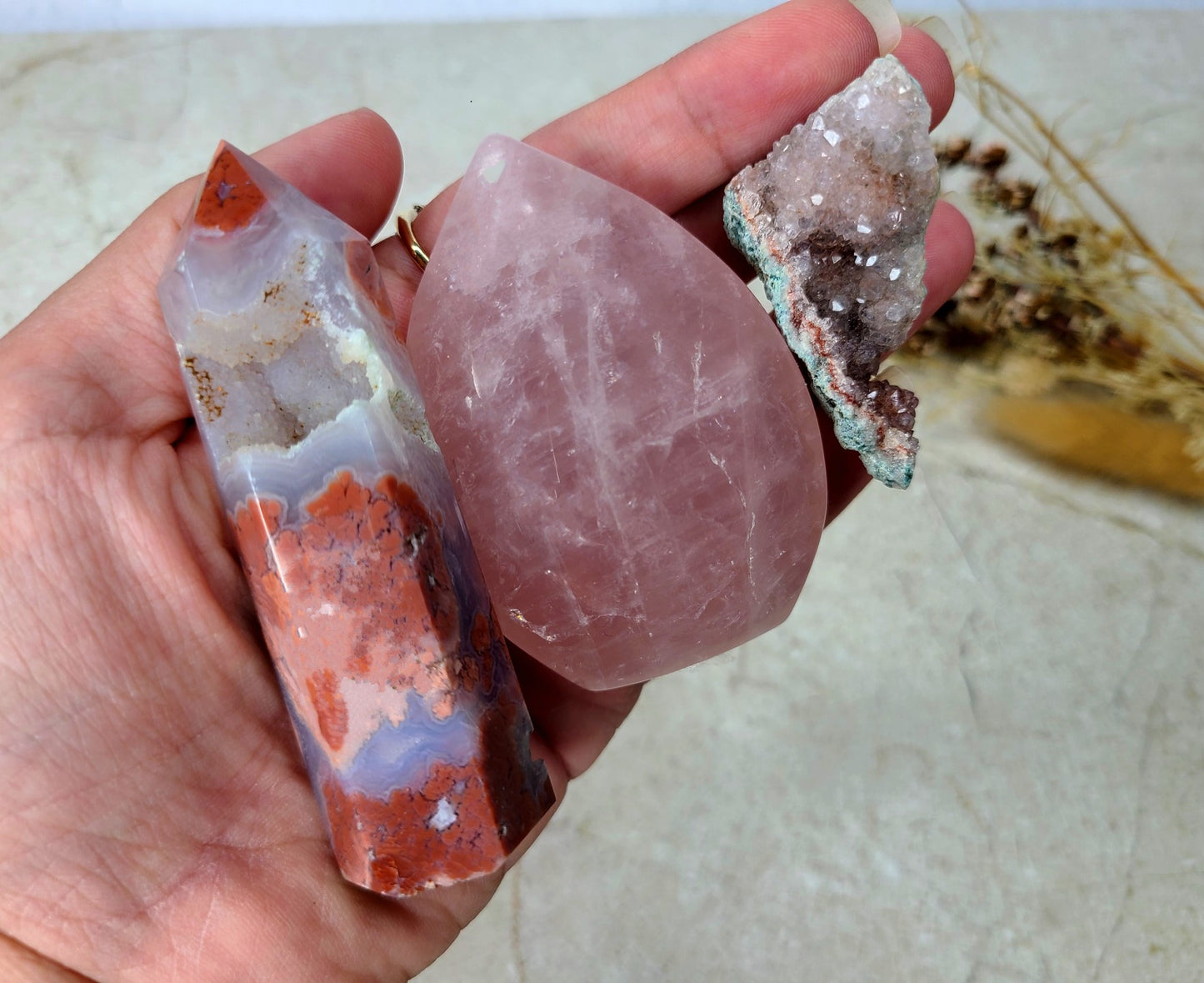 Rose Quartz, Cherry Agate and Pink Amethyst Bundle