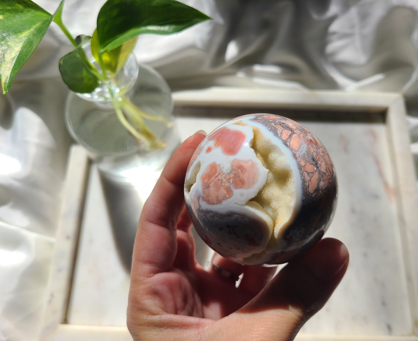 Druzy Cherry Agate Sphere