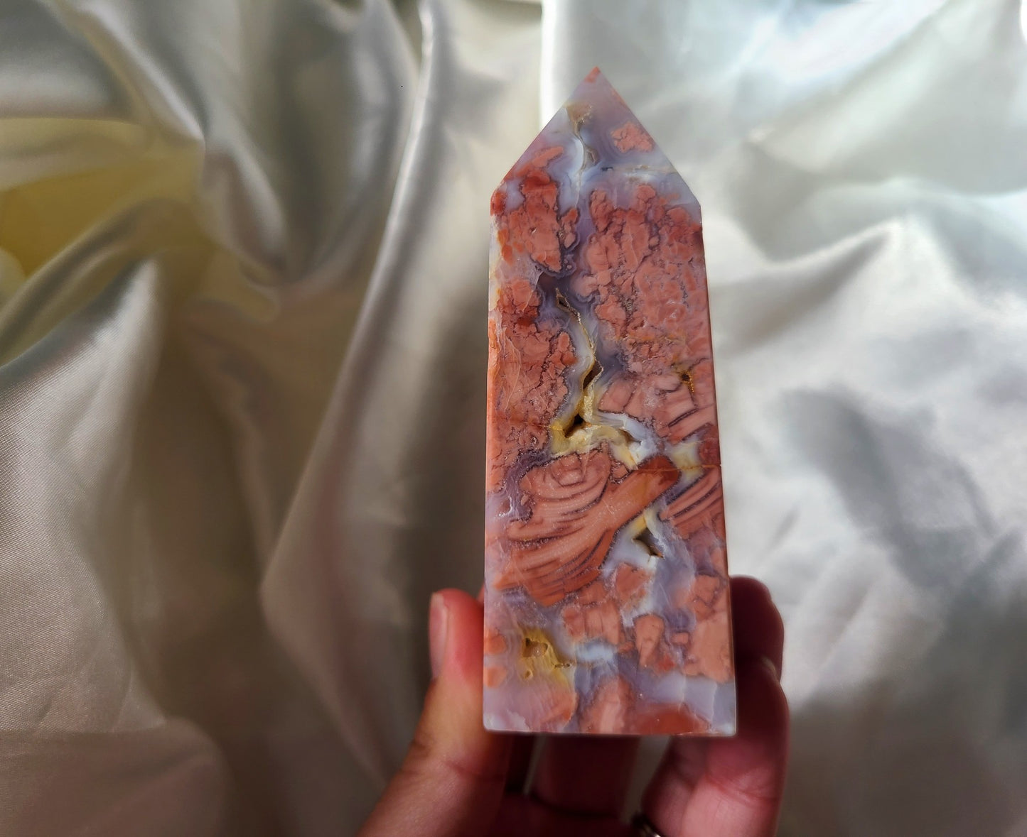 Druzy Cherry Agate Tower 01