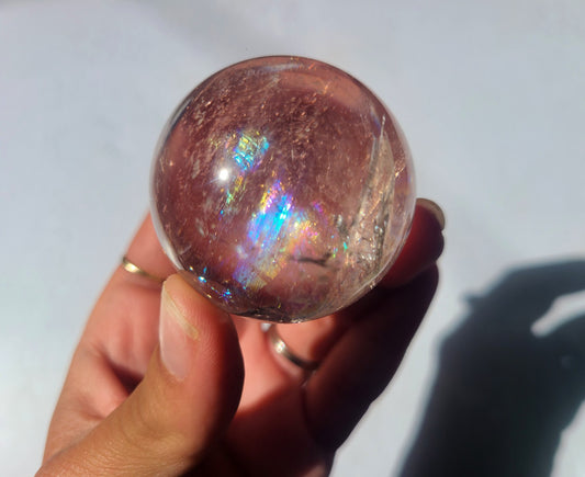Clear Quartz Sphere with Rainbows 05