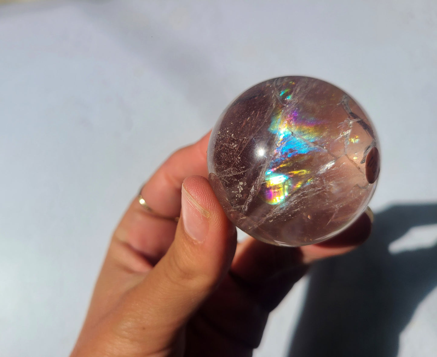 Clear Quartz Sphere with Rainbows 05