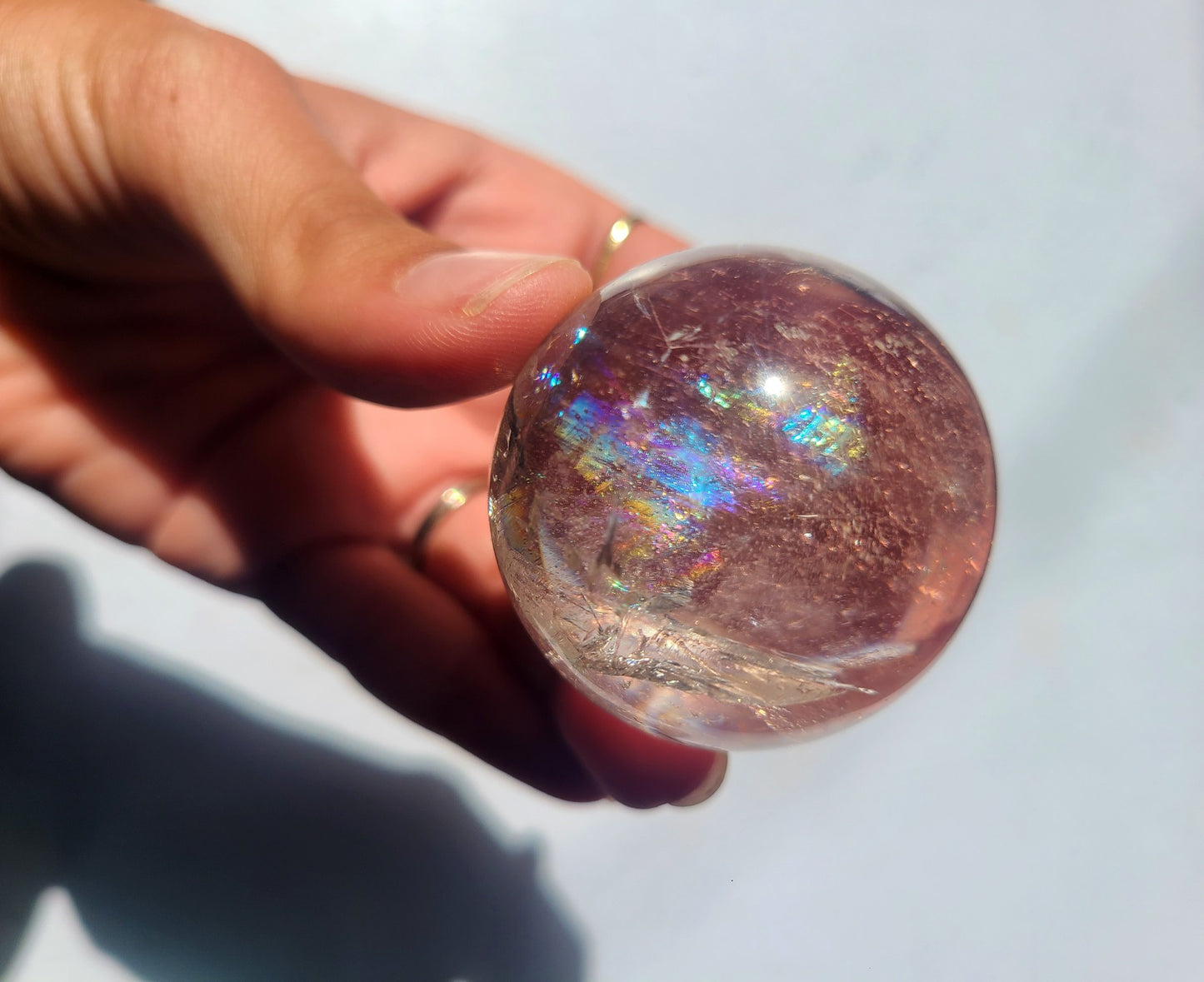 Clear Quartz Sphere with Rainbows 05