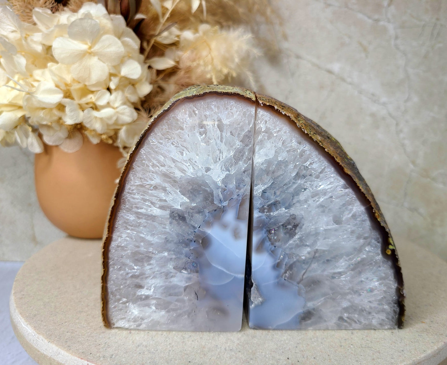 Natural Druzy Agate Bookends - 2kg