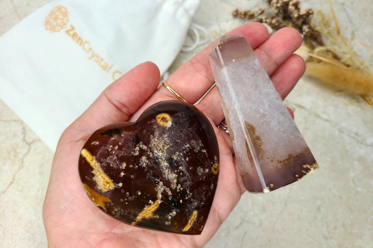 Druzy Agate Heart and Obelisk Bundle