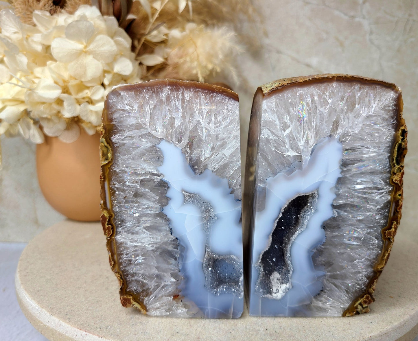 Natural Druzy Agate Bookends - 2kg