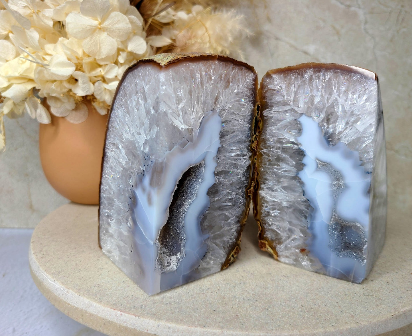 Natural Druzy Agate Bookends - 2kg