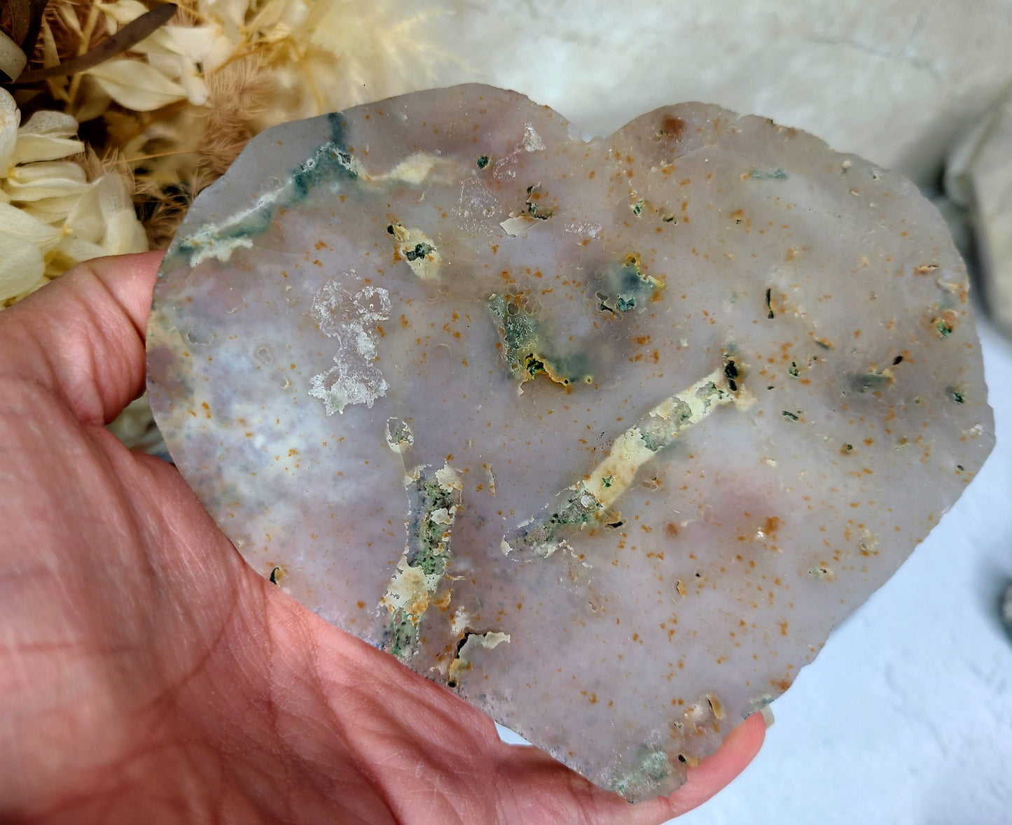 Flower Amethyst Heart on Display Stand 03