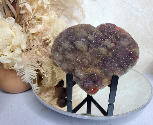 Flower Amethyst Heart on Display Stand 01
