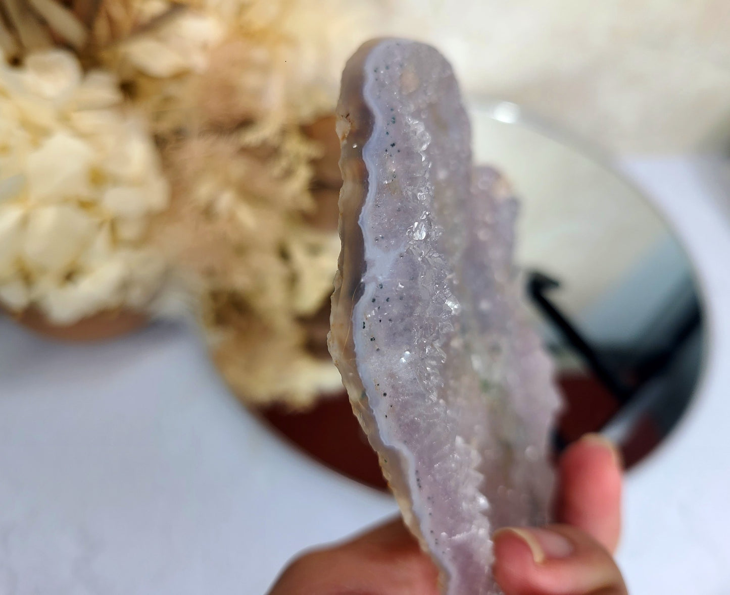 Flower Amethyst Heart on Display Stand 03