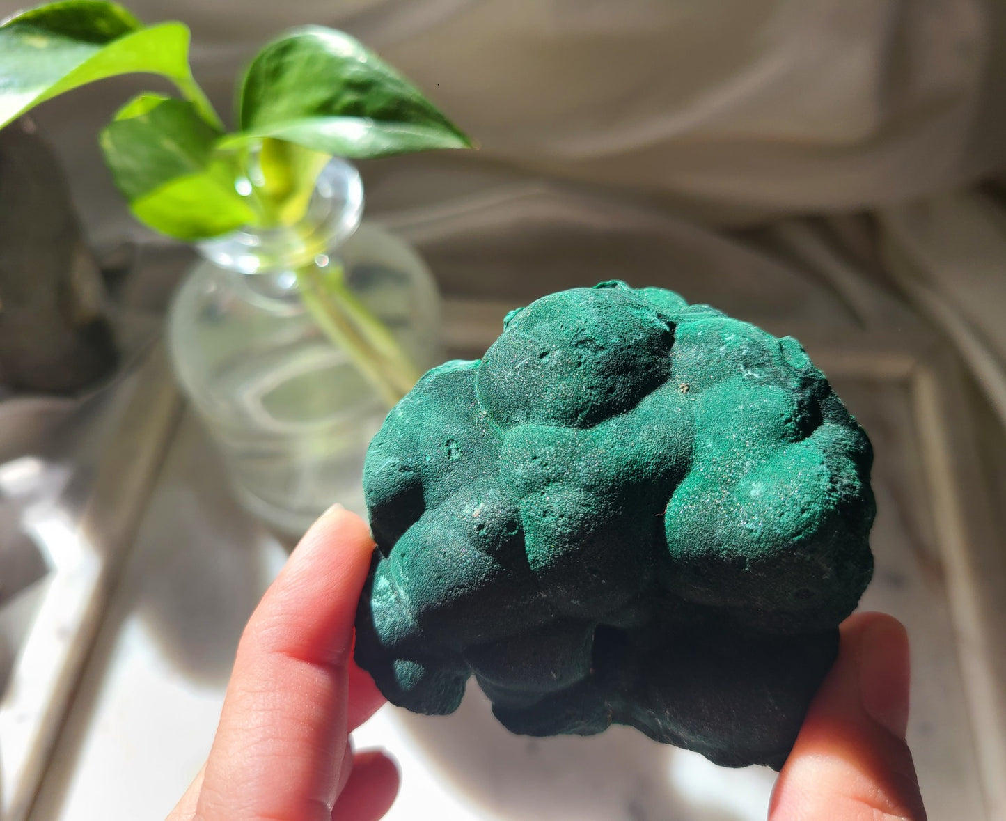 Natural Botryoidal Crystalline Malachite Specimen
