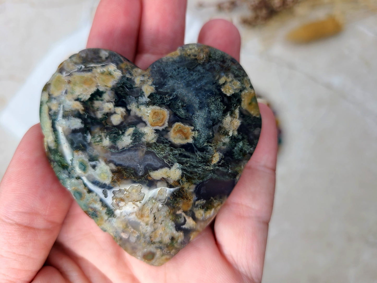 Moss Agate Heart and Bracelet Bundle