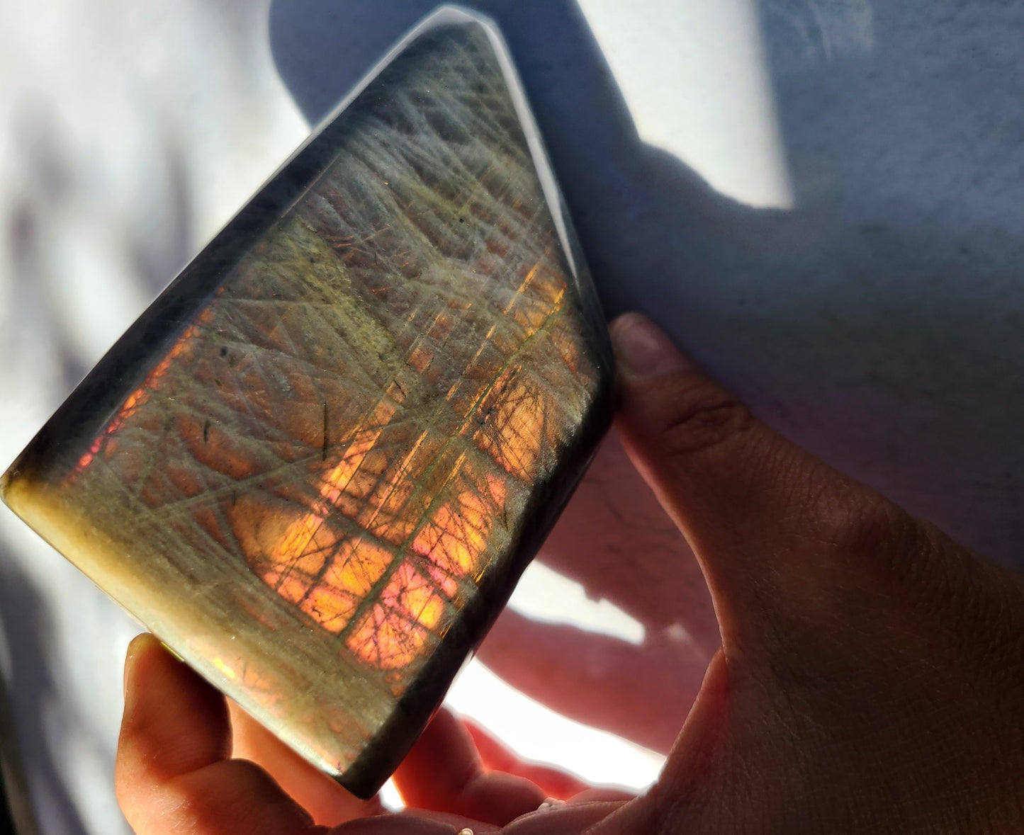 Purple and Orange Labradorite Standing Free Form 10