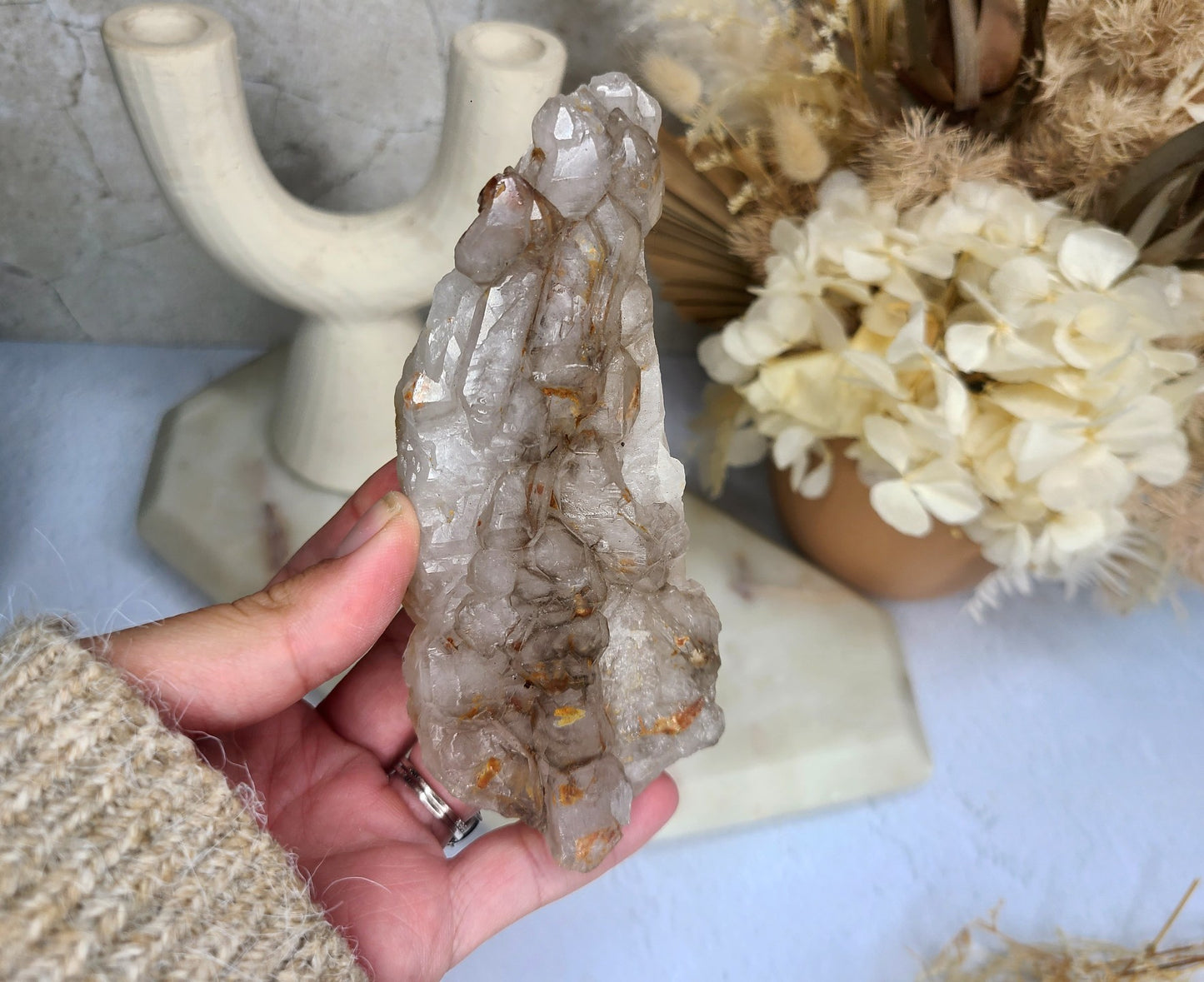 Raw Smoky Elestial Quartz Cluster