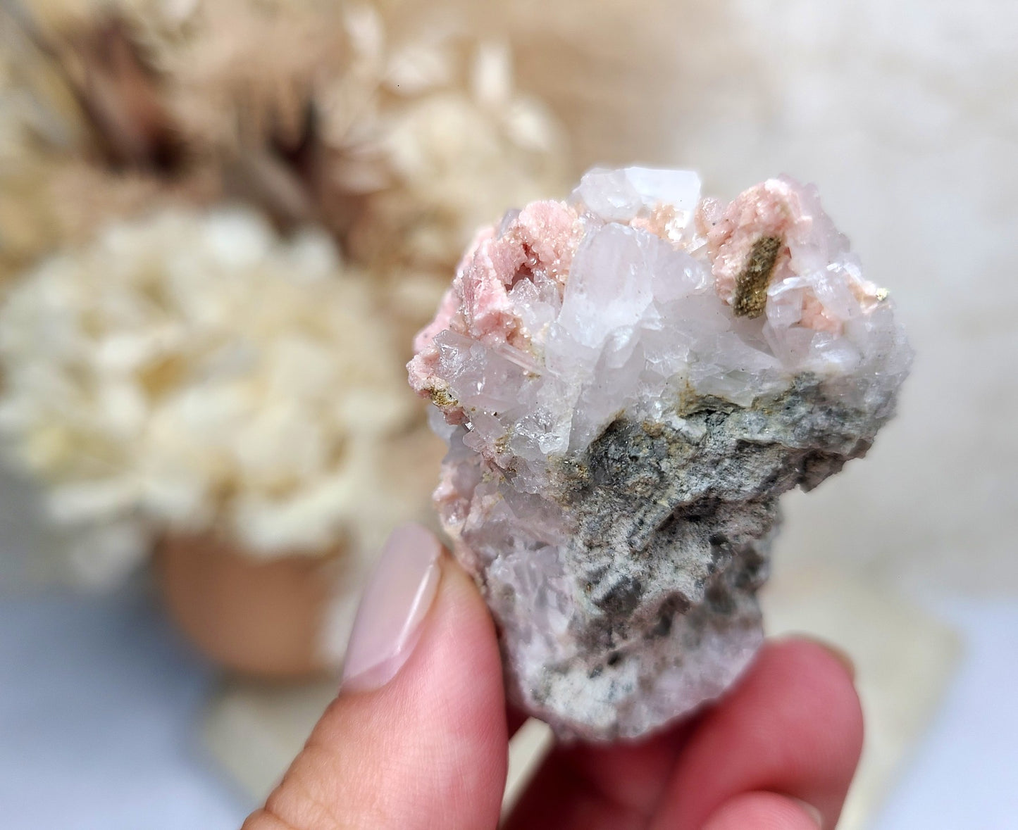 Rare Rhodochrosite, Quartz & Pyrite Specimen 03