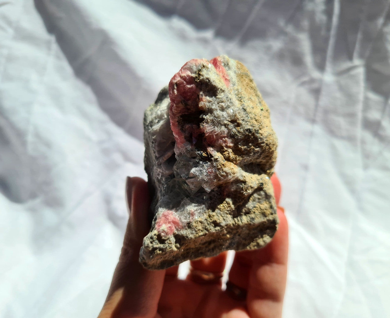 Rare Rhodochrosite, Fluorite , & Pyrite Specimen 02