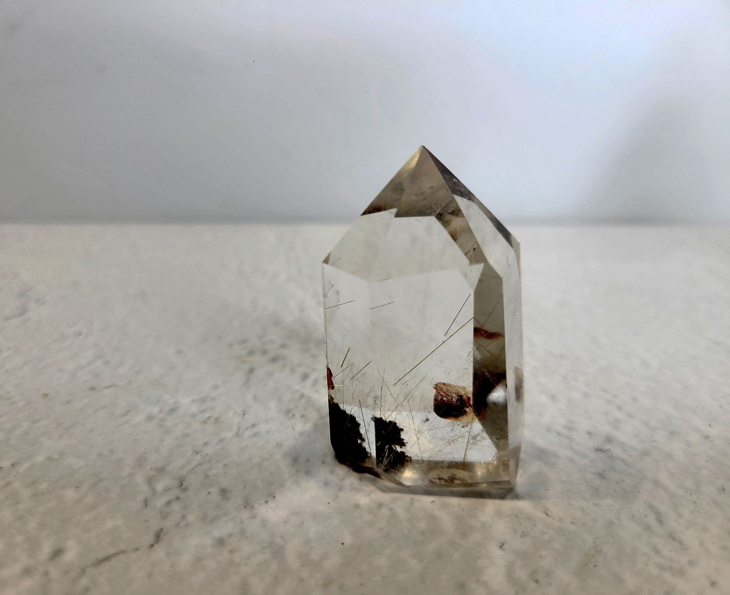 Clear Quartz Tower with Golden Rutile and Garden inclusions 05