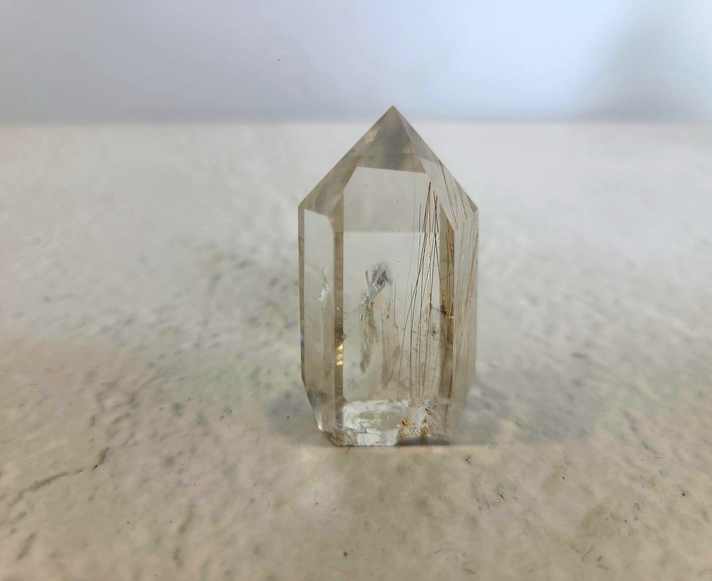 Clear Quartz Tower with Golden Rutile 07