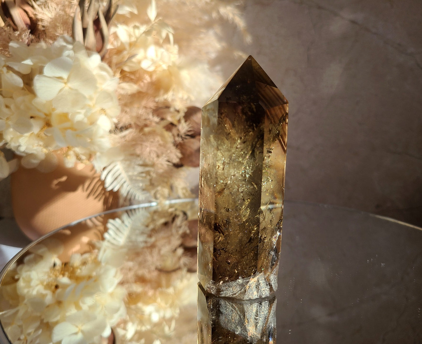 Smoky Citrine Tower with Phantoms & Rainbows