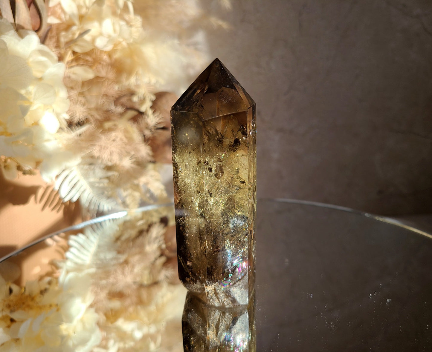 Smoky Citrine Tower with Phantoms & Rainbows