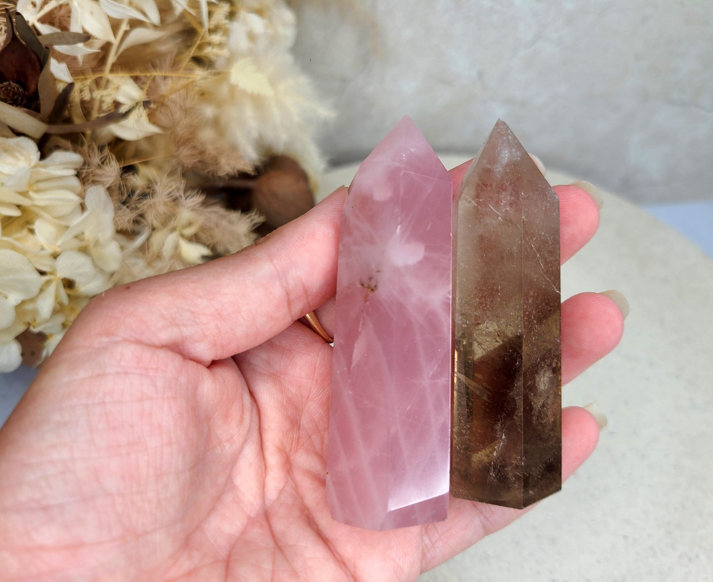 Rose Quartz and Smoky Quartz Tower Bundle